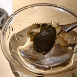 鮨 恵比寿 幸凛 - 名刺代わりの鮑の肝あえシャリ&鮑　濃厚な香り