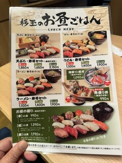 h Sushi Sake Saka Na Sugi Dama - お昼ごはんメニュー