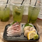 みなと 刺身専門店 - イシガキダイ刺、生ホタテ刺