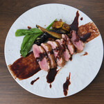 Slow-cooked duck breast roti