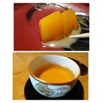 御料理 光安 - 柿を砂糖漬けにされています。元は「渋柿」だったとは思えない甘さですね。