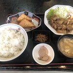 天ぷら 彦まつ - ランチセット（焼肉＆サツマ揚げ）800円
            　ご飯大盛+100円