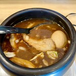 Menya Abisuke - つけ麺、全部乗せ。つけのスープ丼がIHに乗せられます。