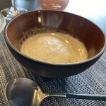 Restaurant Laplace - アミューズ①
      　・ごぼうスープ、ベーコンエスプーマで　
