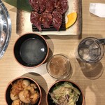 Yakiniku Kudaya - 上ハラミ定食 + 食べ放題たち