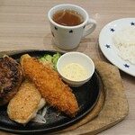 Suteki No Don - ハンバーグ&ハーフチキン&白身魚フライ￥1078(税込)