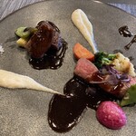 Restaurant Laplace - 【本日のお肉料理】
                                　・二種の松阪牛のステーキ、赤ワインのソース
                                　　根セロリのピューレ