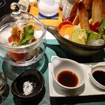 天橋立離宮 星音 - お造り盛り合わせ、カニ、クエ、マグロ、ボタンエビ