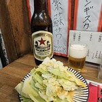 まるまさ家 - 付きだしキャベツと大瓶