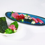 Luxurious assortment of raw bluefin tuna