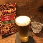 麹町いづみや しろ - あがりビール、あげ塩いかあられ 