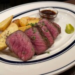 Wagyu beef thigh served with fries