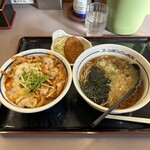 山田うどん - R5.11再　日替わりセット・豚玉丼セット・クーポン野菜コロッケ