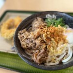 はなまるうどん - 牛肉温玉ぶっかけ(大) ＋ いか天、かぼちゃ天