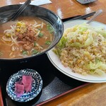 龍華 - ラーメンセット（台湾味噌＋レタス炒飯）@¥825