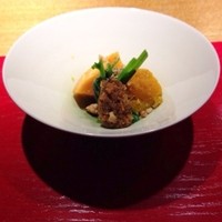 賛否両論 名古屋 - かぼちゃと柿とほうれん草の鶏味噌かけです★