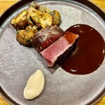 渡辺料理店 - ワイフのメインはもちろん蝦夷鹿　完璧な火入れ　完璧な盛り付け　完璧な味わい