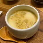 手打ち蕎麦・鮨 いまふく - 蕎麦の実餡の茶碗蒸し　干し帆立貝柱の出汁と本鰹荒節の燻香