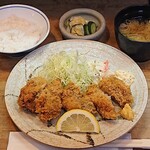 辰巳 - 割烹 辰巳 ＠茅場町 かきフライ定食 税込1,000円 ご飯少な目でお願い