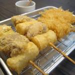 ねぎまの串天とあなごの串天