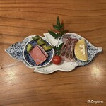 千陽 - 大間産の本鮪のトロに真鯛の焼霜造り