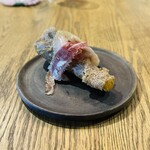 ラ・カーサ・ディ・テツオ オオタ - 花ズッキーニフリット 平飼い軍鶏
とうもろこし、チーズ、野豚生ハム
