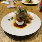 ラ・カーサ・ディ・テツオ オオタ - 毛蟹、桃とトマトのジュレ
大根、生姜ガリ
半熟玉子とトマトソース、アンチョビ