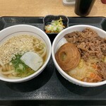 なか卯 - 牛すき丼並+はいからうどん+京風つけもの760円