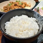 旬庵 - スタミナホルモン炒めと刺身定食(\1,200) ライス