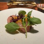 薪炭まだら - ささみの昆布締めカラスミかけ