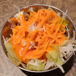 Fuji Biryani - ”Bミックス”の"サラダ”、このオレンジ色の”ドレッシング”が美味しいのです。