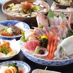 Taiya - お造り大漁盛りコース。季節にあわた各種宴会コースメニューをご用意しています。