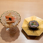 Sushi Akiha - セイコ蟹、下に味噌や卵 青森県鰯、ガリ、葱、大葉