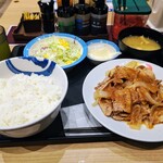 Matsuya - 豚カルビ生姜焼ダブル定食(ライス特盛)950円