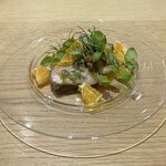 ムラタ料理店 - 前菜　鮮魚のカルパッチョ  難波ネギと青ミカン風味♡