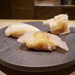 鮨まつもと - ひらめ昆布締め・いか