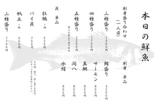 h Uodokoro Hiraku - 日替わり鮮魚メニュー