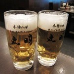 丸明 - 生ビール￥４８０ｘ２