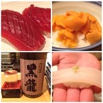 誠 - 本マグロのヅケ、昆布森のバフンウニ、活イカを福井の黒龍と共に。
      旨し‼︎