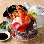 Sea Blessings Seafood Bowl (with miso soup and tea broth)