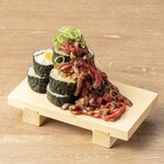 Yukhoe meat spilled Sushi