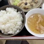 辛酉会食堂 - 白菜のコンソメスープ少なっ‎(´；ω；｀)盛りがよいご飯(笑)