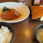 伊豆高原ビール - 金目鯛の煮付けとアジフライ定食 1980円。