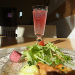 レストランププ - 2013.11)サービスでいただいたクランベリーとゆずのジュース