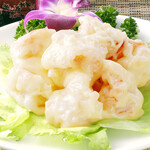 Large shrimp with mayonnaise