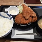 松屋・松のや 三原店 - トンカツ＆アジフライ定食　ごはん大盛り　880円税込