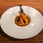 Gastronomia Heritage Yokohama - 天然鯛と車海老のソテーのムール貝入り魚介の裏漉しトマトスープ仕立て