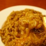 せんば自由軒 - 名物インデアンカレー　生卵を混ぜて食べる