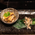 のどぐろ専門 銀座中俣 はなれ - フエダイの木の子あんかけ  小松菜のお浸し
