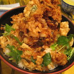 魚河岸 丸天 - 海鮮かき揚げ丼(みそ汁付)945円